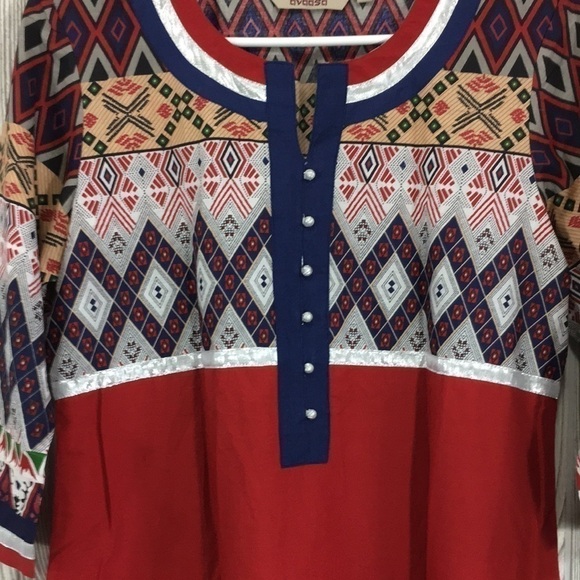 AVAASA Kurta Red Blue Size Medium - Picture 3 of 11
